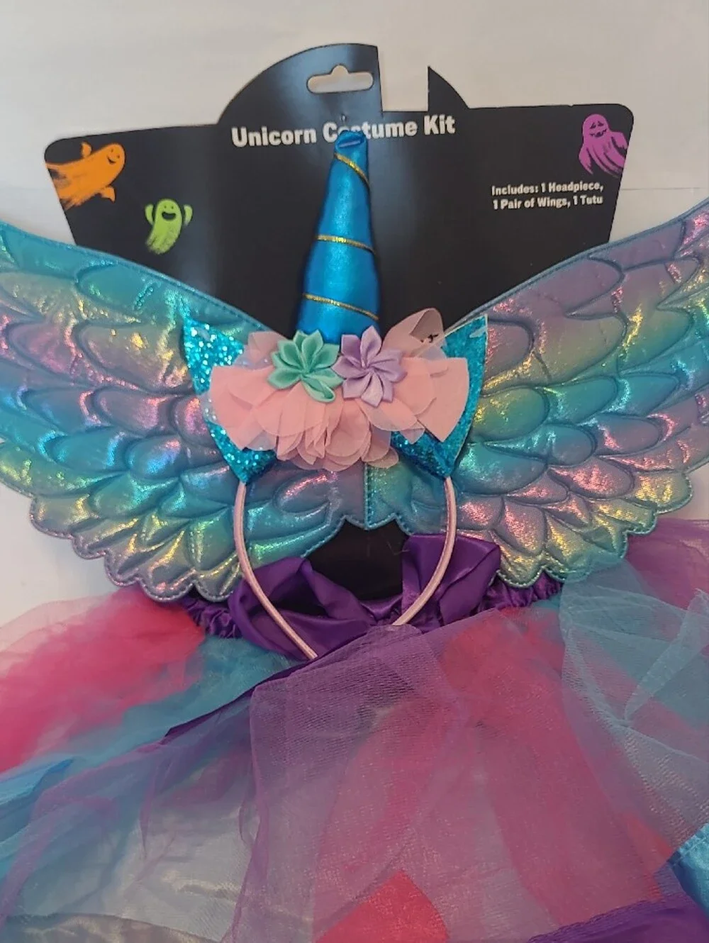 Unbranded Girls Blue & Pink Unicorn Wing Tutu Costume Set